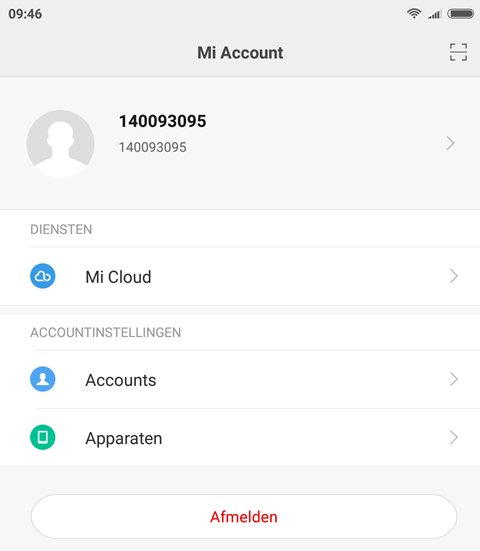 Android accounts xiaomi account screenshot